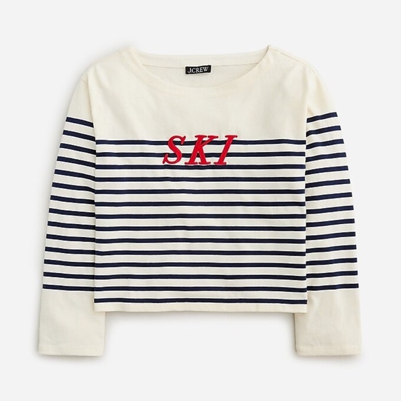 J. Crew long sleeve Tee White and Blue Navy Nautical Stripes Mariner cloth - Picture 1 of 8